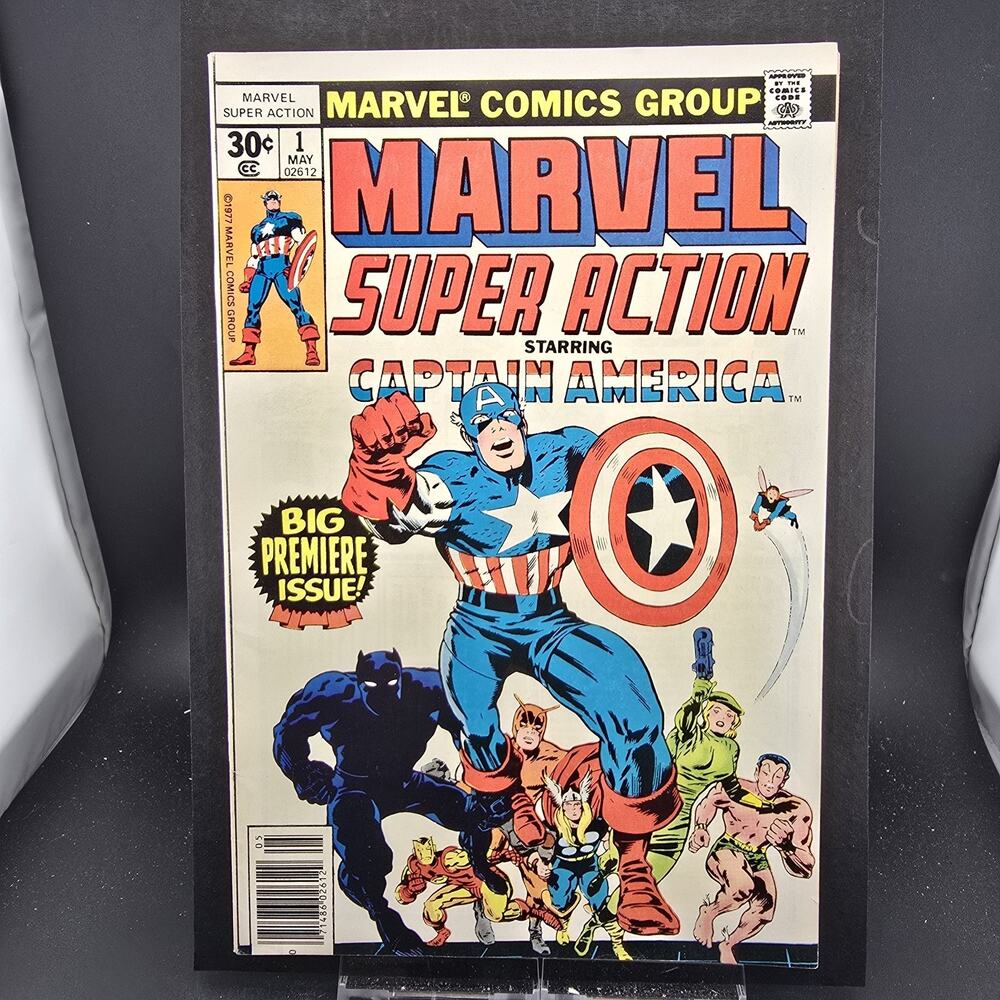 Marvel Super Action 1 1977 Captain America Avengers Jack Kirby Cover Mid-High Gr